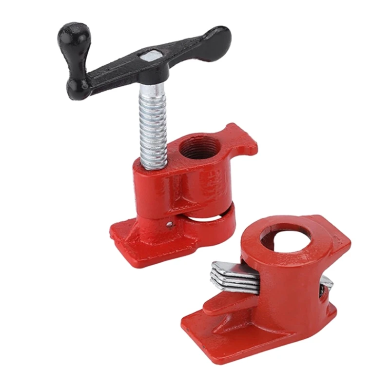 

1/2 Pipe Clamp Wood Hinged Water Pipe Plate Tough Wood Carpentry Cast Iron Red Woodworking Tools Polished Surface 1set
