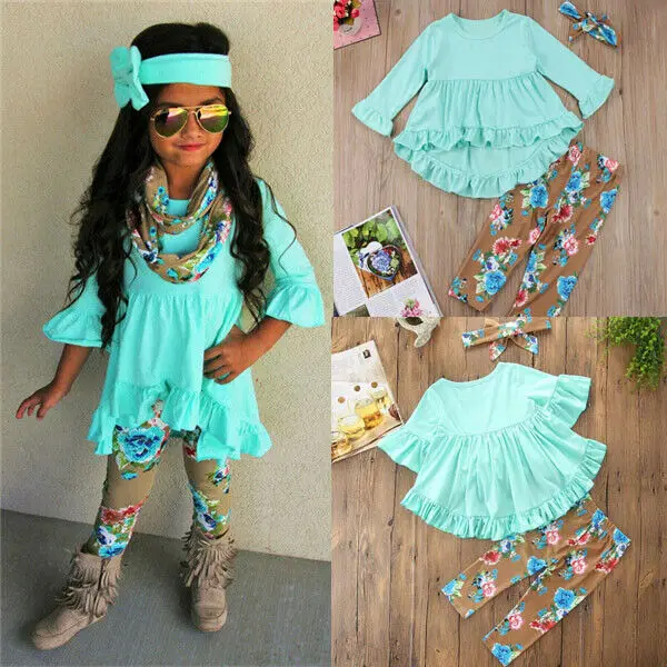 Комплект из 3 предметов для детей модный топ с цветочным принтом новорожденных