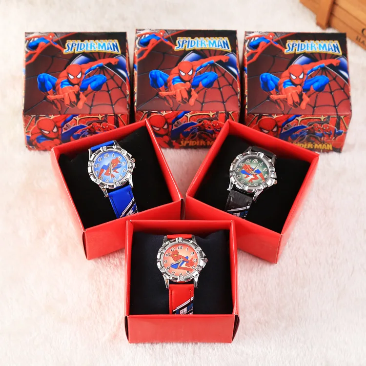 

Disney Heroes Returns Spider-Man Watch Cartoon Cute Children's Watch With Box Leather Strap Quartz Watch Birthday Christmas Gift