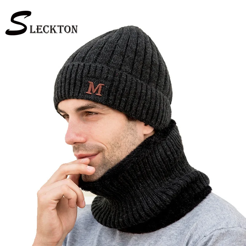 

SLECKTON Caps Scarf Fashion Hat for Men Warm Winter Beanies Dad Hats Women Casual Knitting Cap Breathable Skullies Gorras S9549