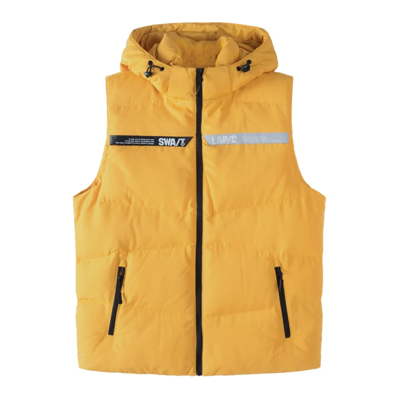 Semir, хлопковый жилет, мужской, Молодежный, хит, цветной, с буквенным принтом, с капюшоном, мужской жилет, теплый, короткий, параграф, тренд, без рукавов, жилет - Цвет: yellow
