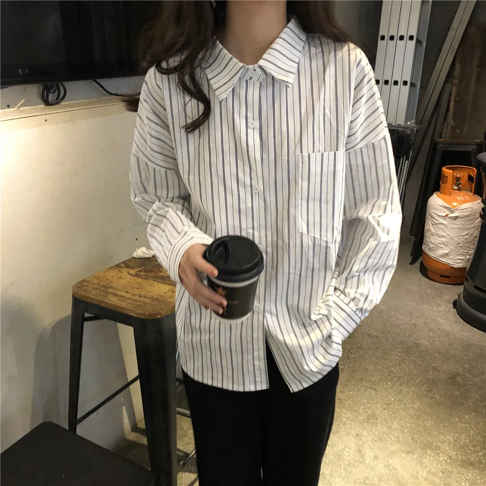 Новинка 2020 весенне-летняя винтажная полосатая рубашка HziriP женские офисные