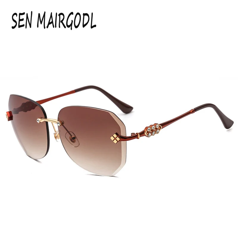 

Classic Frameless Trimmed Square Sunglasses women men 2020 Brand design luxury gradient sun glasses Retro marine lens glasses
