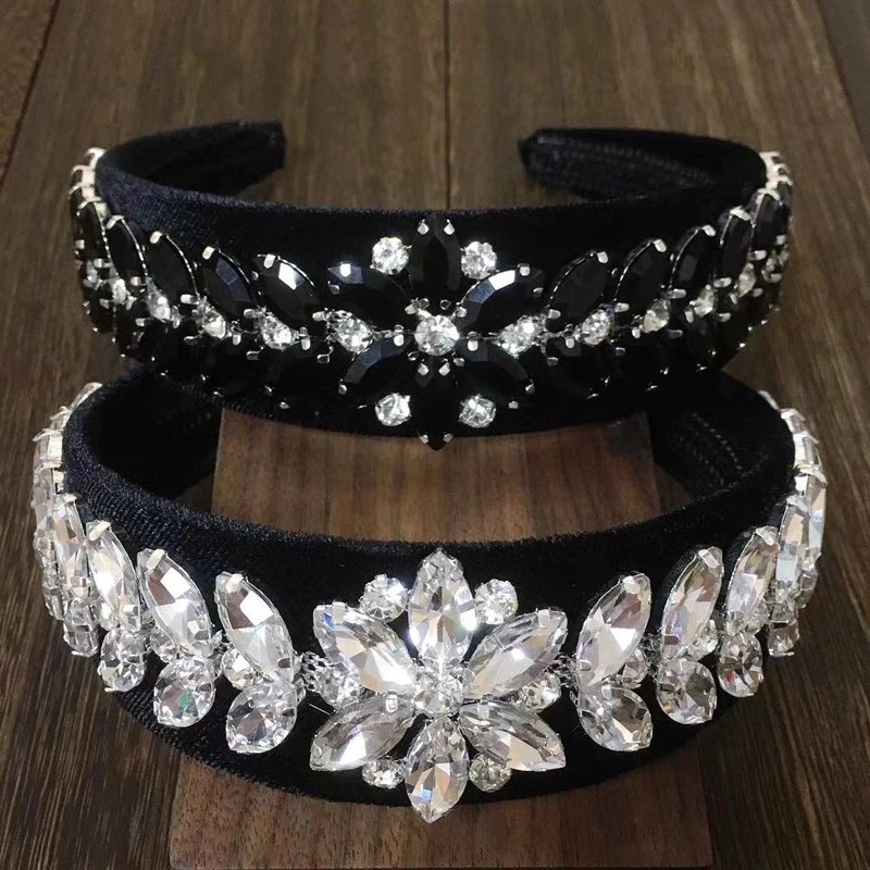 

2021 Crystal Baroque Rhinestone Headband Hairbands For Women Silver Black Hairband Hair Accessories For Girls Party Wholesale