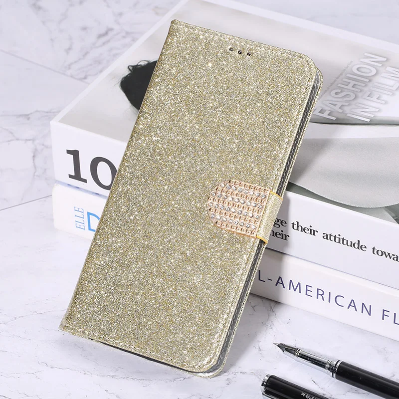 glitter diamond flip leather wallet phone case for motorola moto g6 g7 g31 g41 g51 g71 g200 e5 plus play power 5g phone cover free global shipping