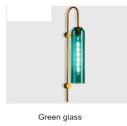 Green glass Современный Стеклянный дизайнерский роскошный настенный светильник, прикроватный светильник для коридора, горячая Распродажа, зеленый стеклянный настенный светильник для спальни, гостиной - Цвет абажура: Green glass