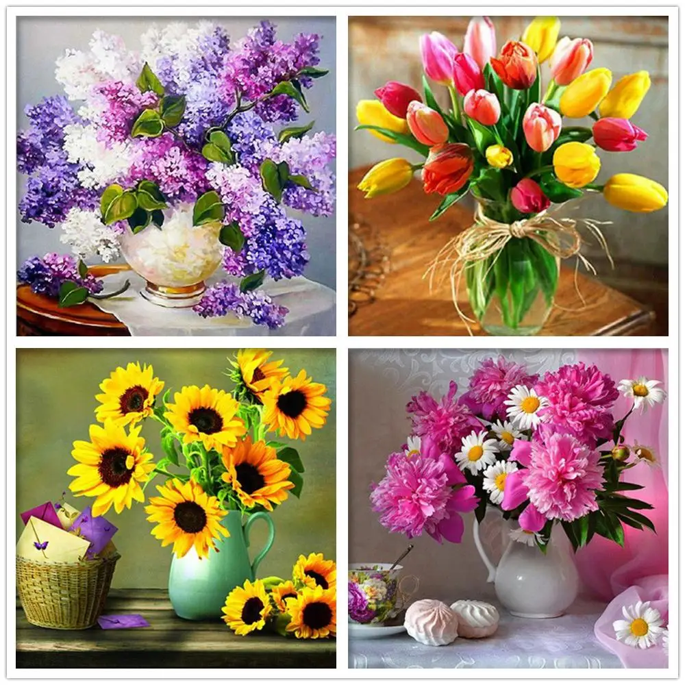 Алмазная 5D картина сделай сам набор для алмазной вышивки Цветочная мозаика