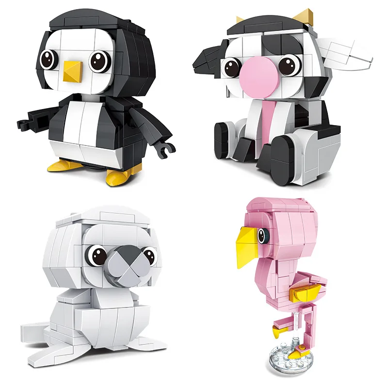 

【XDR】 Small Particles Building Blocks Children Assembling Cartoon Animal Modeling Spelling Diy Educational Toys Penguin Cow Koa