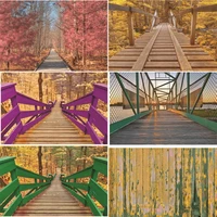 vinyl custom photography backdrops prop small bridge and autumn photography background pi20219 12