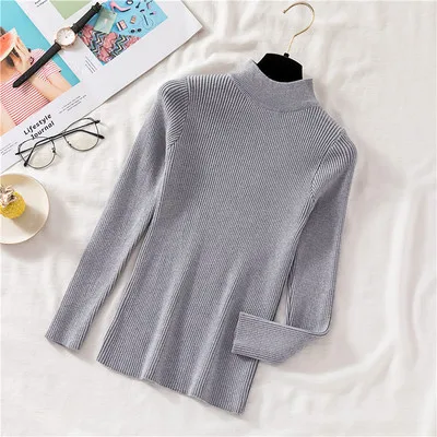 Gray Duckwaver Толстая Водолазка Теплый женский свитер осень зима вязаный Femme Pull высокая эластичность мягкие женские пуловеры свитер - Color: Gray