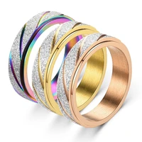 anxiety fidget spinner rings for men women wave pattern stainless steel spinning rotatable ring punk rock anti stress jewelry