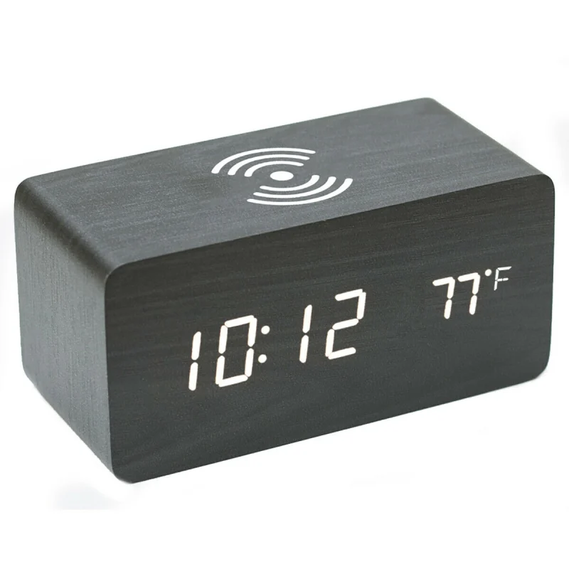 Новый Будильник Беспроводное зарядное устройство QI Enab светодиодный подзарядка