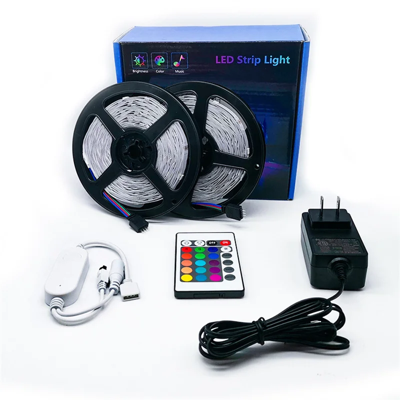 

Светодиодные ленты RGB SMD 2835, 5 м, водонепроницаемые ИК светильник ты дистанционного управления, гибкая лампа для свадьбы, Хэллоуина, Рождеств...