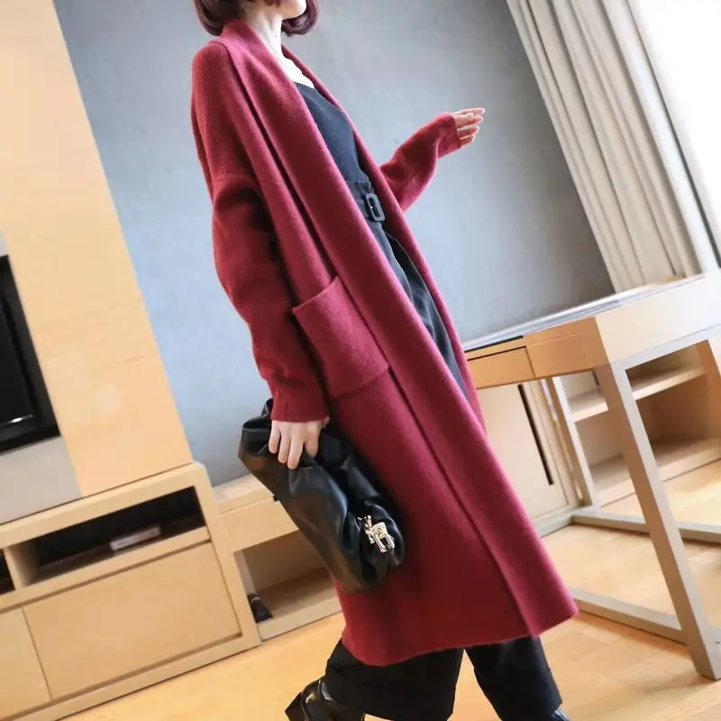 

2021 New Loose Slim-fit Long-Sleeved tops For Women Autumn And Winter Thick Knitted Cardigan Mid-Length Sweater coat