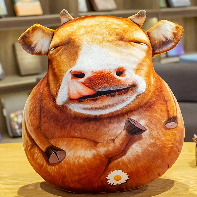 Подушка плюшевая в виде Головы Быка мягкая с принтом | Игрушки и хобби