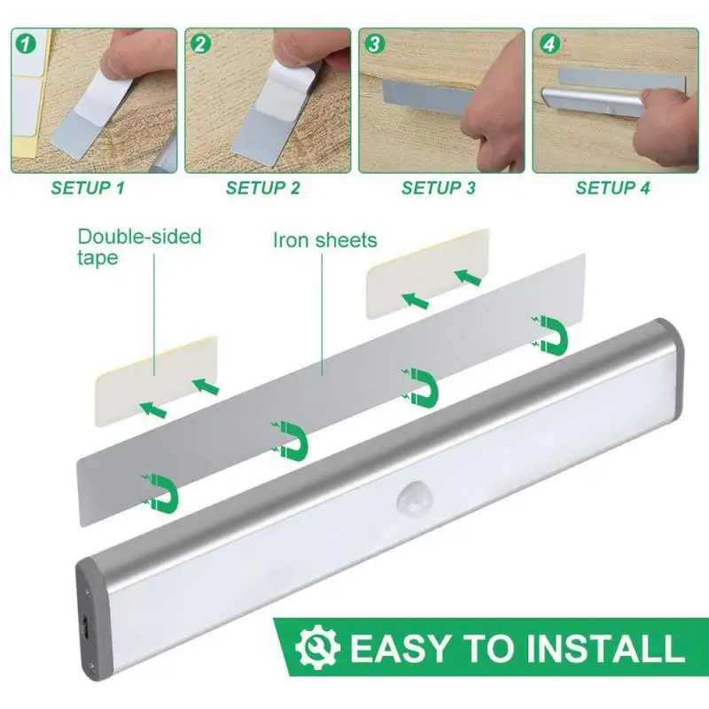 

LED Under Cabinet Night Light PIR LED Motion Wireless Sensor Light Wardrobe Bed Lamp Closet Stairs Kitchen Lighting Lights
