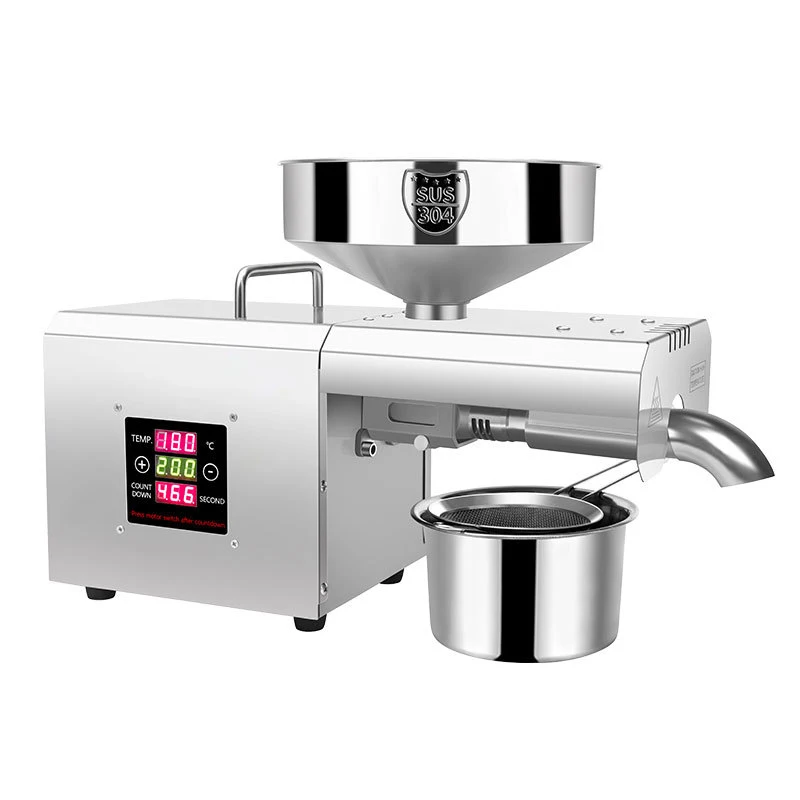 220 / 110V Automatic Household Oil Press Intelligent Temperature Control Stainless Steel Pressed Peanut Olive Flax Seed RG309