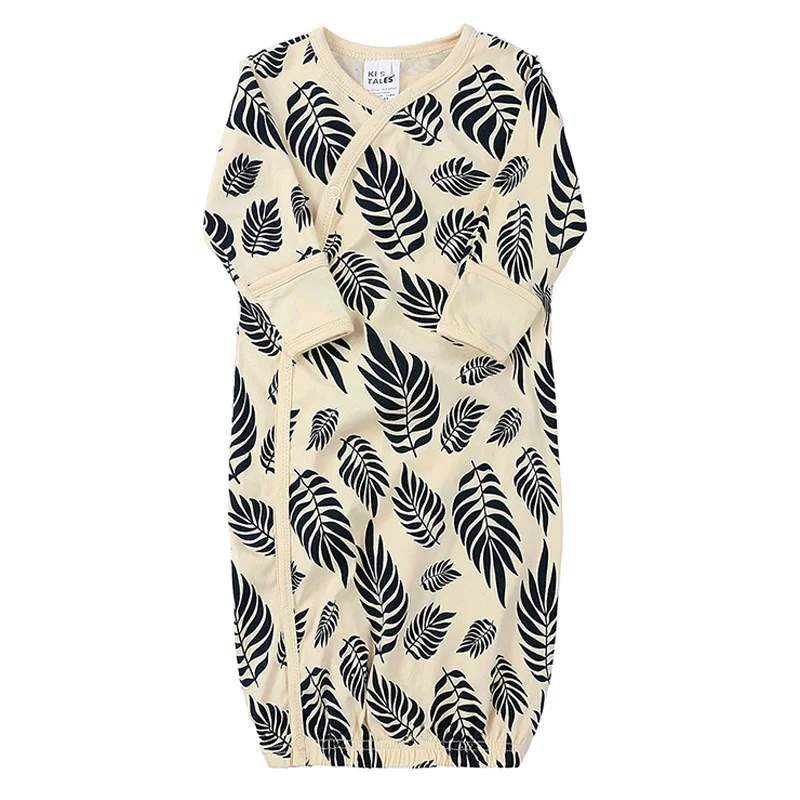 Leaf Beige Пижама для маленьких мальчиков и девочек, одежда для сна спальный мешок для малышей, весенне-летнее одеяло хлопковый Халат для детей от 6 до 18 месяцев - Цвет: Leaf Beige