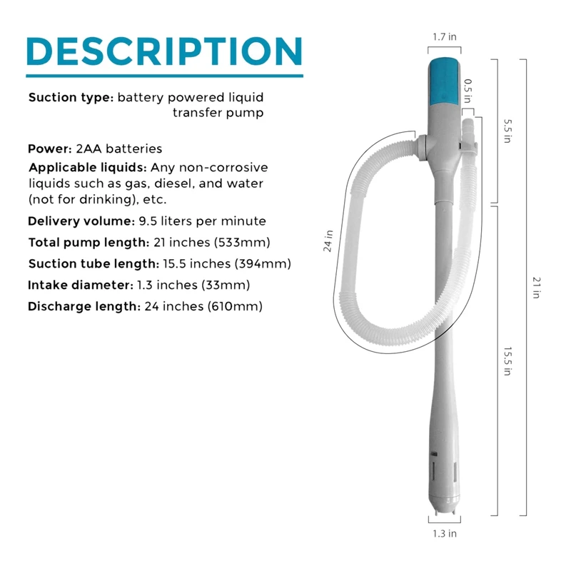 Portable Power Transfer Battery Pump Hand Fuel Pumps Electric Operated Powered Liquid Siphon With Bendable |