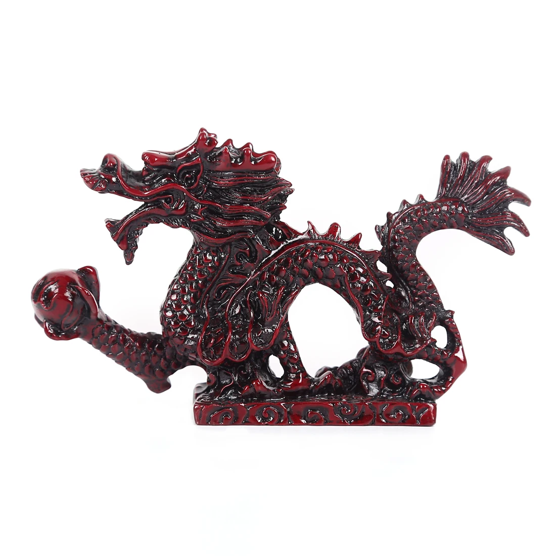 Red wood color KiWarm классическая китайская геомантия Золотая фигурка дракона Статуя Украшения на удачу и успех украшения дома ремесло - Цвет: Red wood color