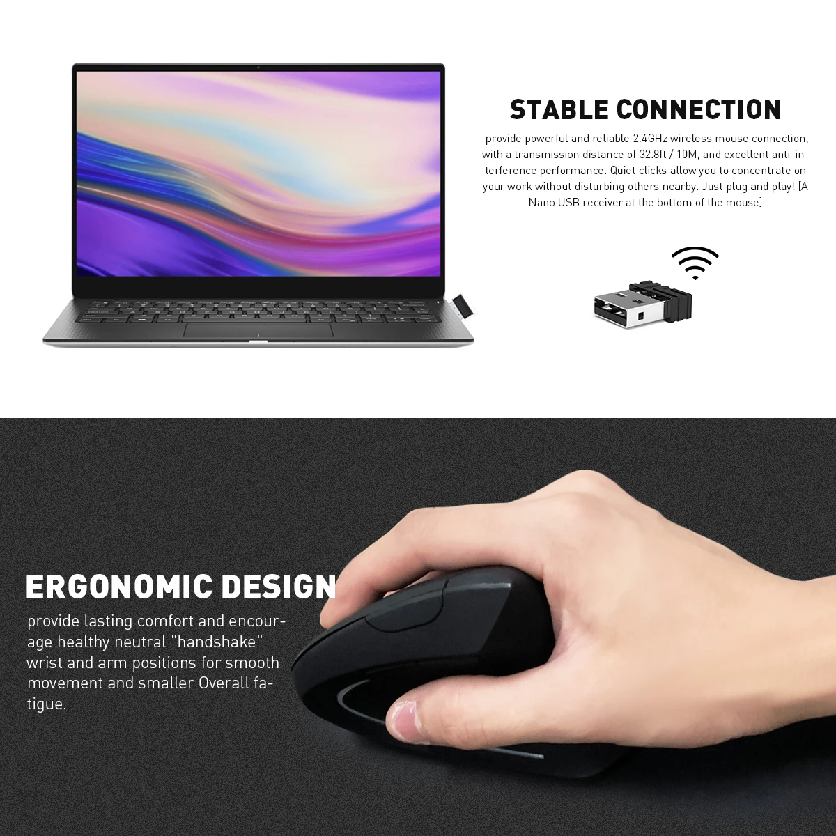 usb wireless vertical gaming mouse ergonomic desktoplaptop health vertical mouse 10001600 dpi for game office home free global shipping
