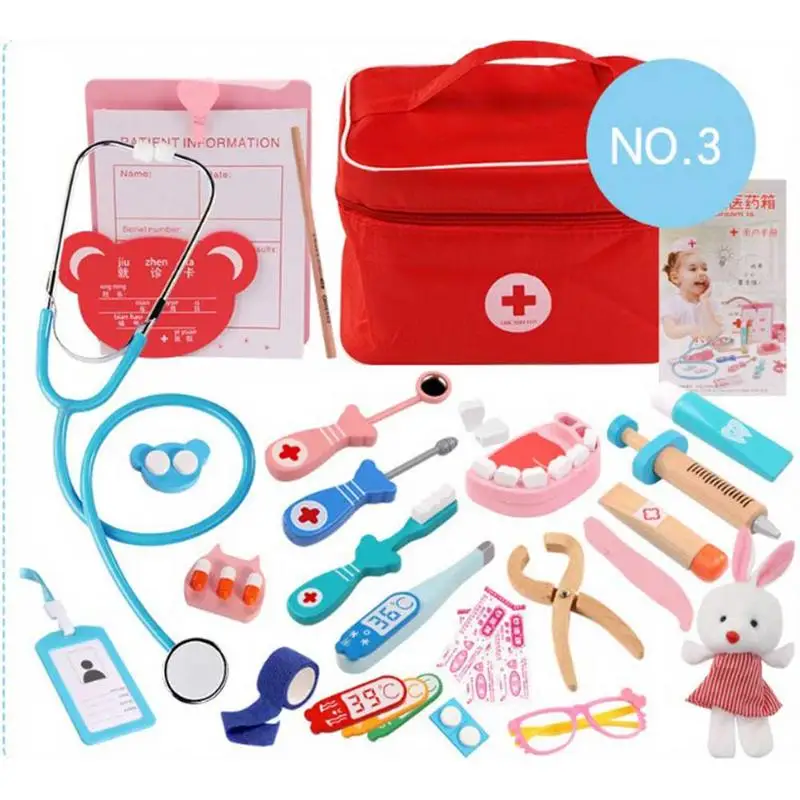 Детский игрушечный набор доктора, Прочный инструмент для инъекций медсестры, деревянная коробка для моделирования, крепкий Подарочный чех... от AliExpress WW