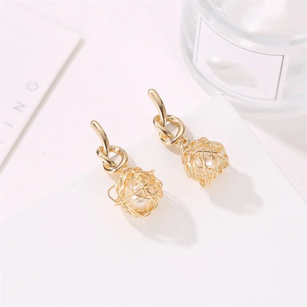 Модные серьги с жемчугом неправильной формы геометрические круглые креативные