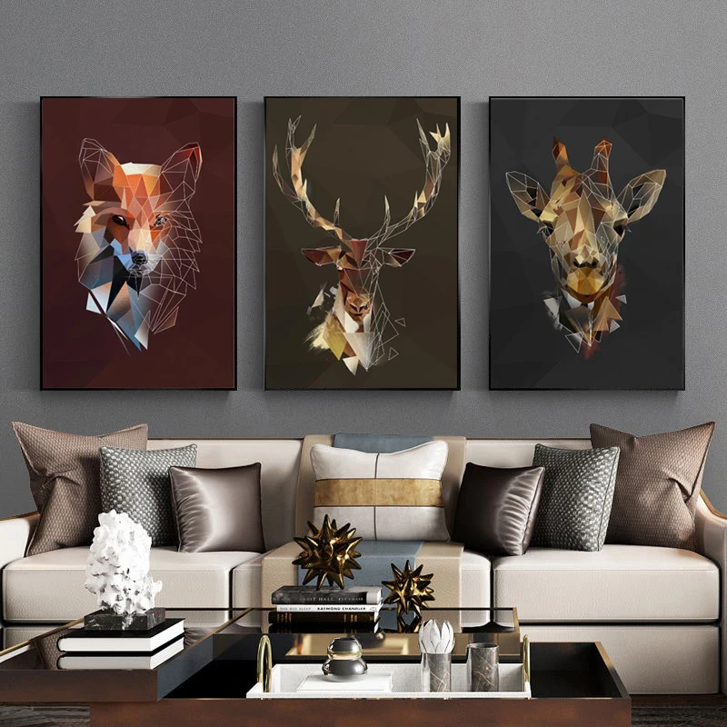

Colourful Animals Horse Cat Deer Abstract Art Canvas Painting Oil Painting Modern Poster Wall Picture in Livingroom Decor Home
