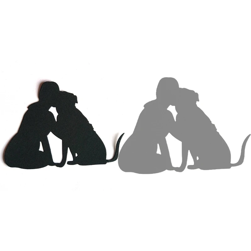 

Metal Cutting Dies Stencil Woman Hugging Dog Embossing Tool Decorative Die Cuts for Card Making Scrapbooking DIY Etched P82C