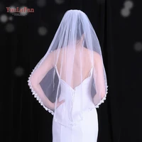 youlapan v53 short lace applique bride veil white ivory wedding veil with lace flowers elbow length bridal veil with hair comb
