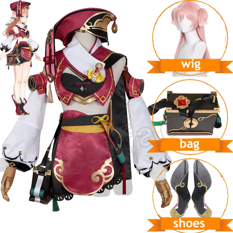 Genshin Impact Yanfei Dress Game Suit Aestheticism Uniform Yan Fei Cosplay Costume Boots Halloween Party Outfit For Women 2021