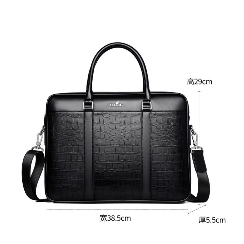 

2021 New Men's Bag Fashion Business Briefcase For Men Crocodile Pattern Leather Handbag For 14inch Laptop Casual Shoulder Bags