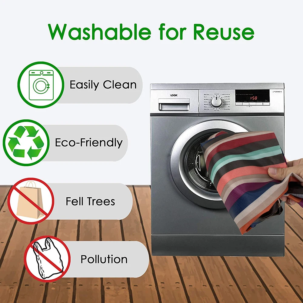 

Reusable shopping bags 50 pounds XL foldable washable sundries bags Heavy cloth handbags Travel Tote bag can be put in pockets