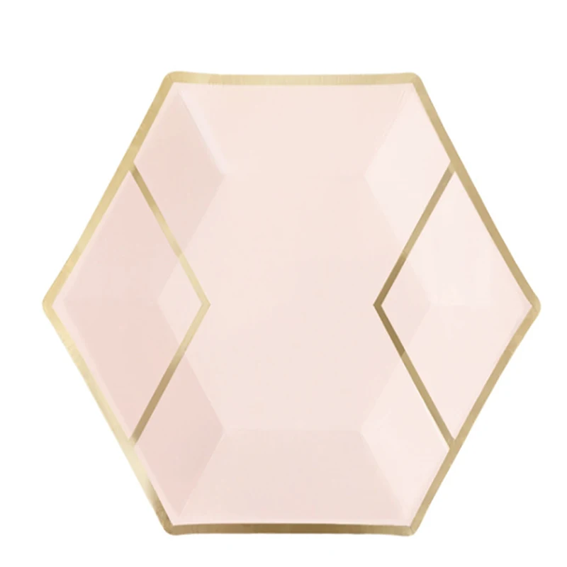 Розовое золото розовые вечерние одноразовые декоративная столовая посуда