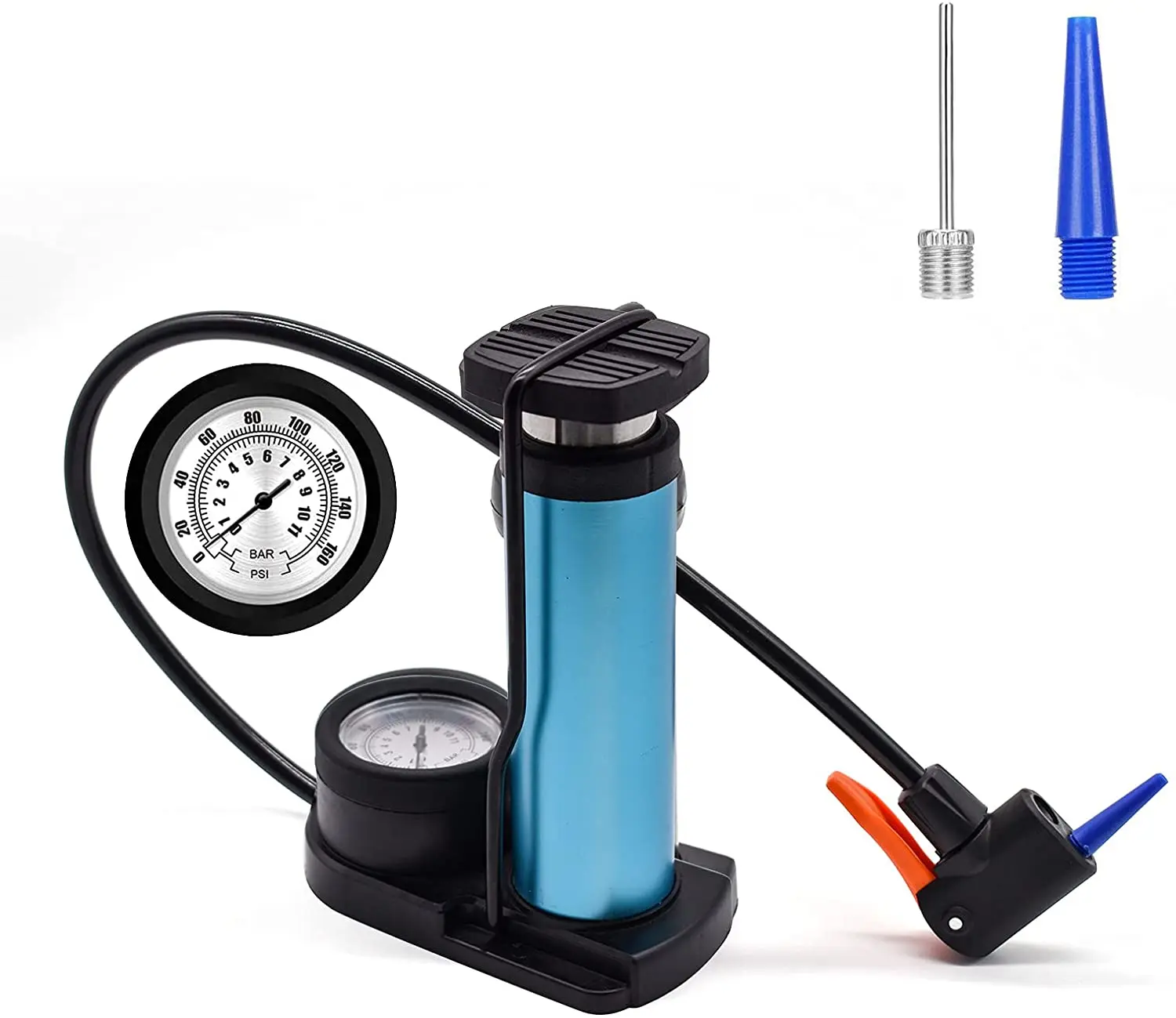 

Mini Bike Pump Portable Bike Floor Pump Bicycle Tire PumpFoot Activated Bike Pump ith Presta Schrader Dunlop Valves