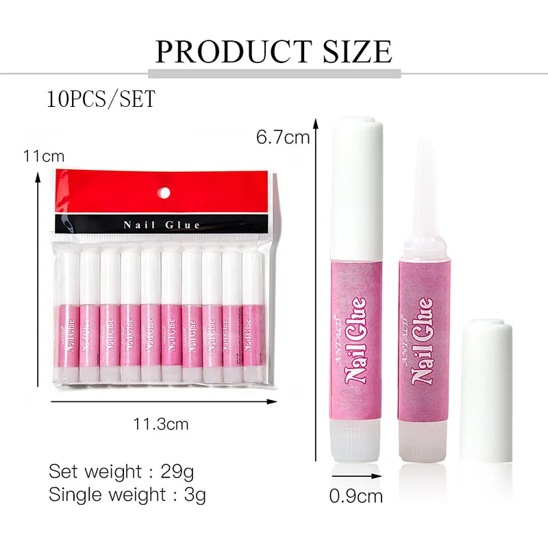 

10pcs Nail Glue Professional Nail Art Glue False Art Decoration Acrylic Glue Nail Accessories For Rhinestones
