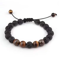 natural lava tiger eye opal malachite lapis lazuli stone bracelet energy yoga buddha beads pendant beaded bracelet wholesale