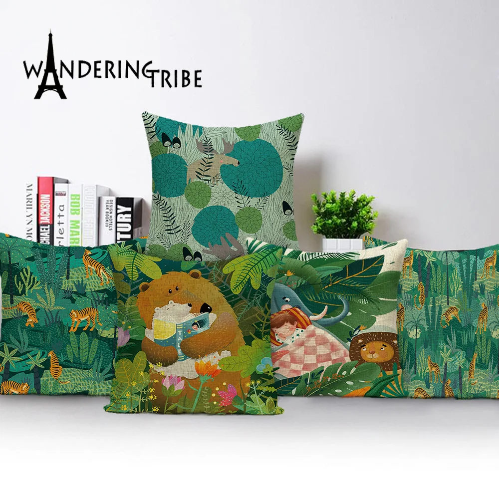 Чехол для подушки в стиле джунглей тигр домашняя декоративная наволочка