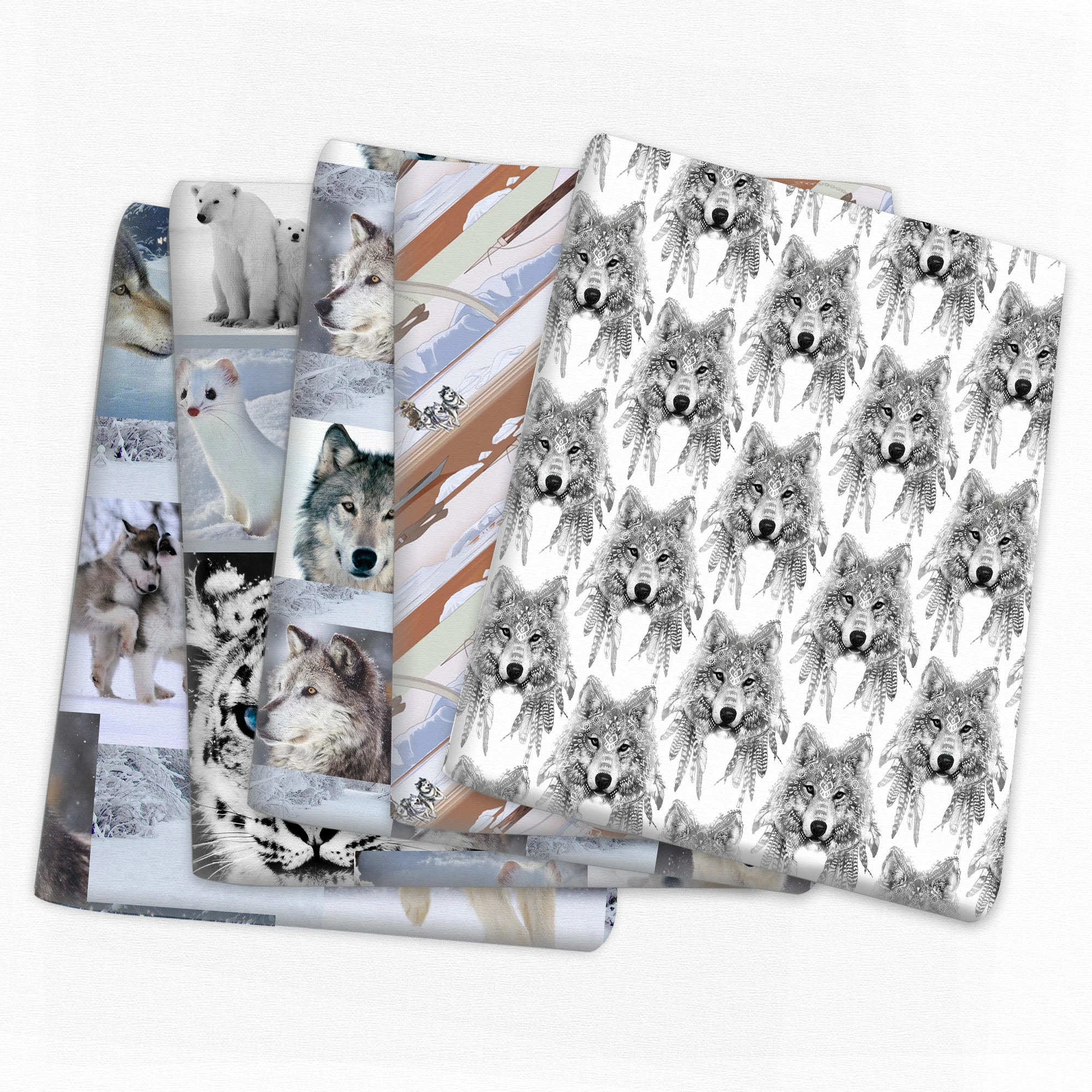 Лоскутная ткань из полиэстера и хлопка с изображением Щенков Собак волков для