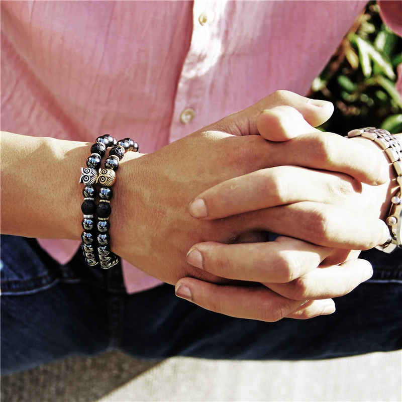 

Fashion Simple Men Bracelet 6mm 8mm Weight Loss Black Hematite Stone Beads Stretch Energy Bracelet for Women Men Charm Jewelry