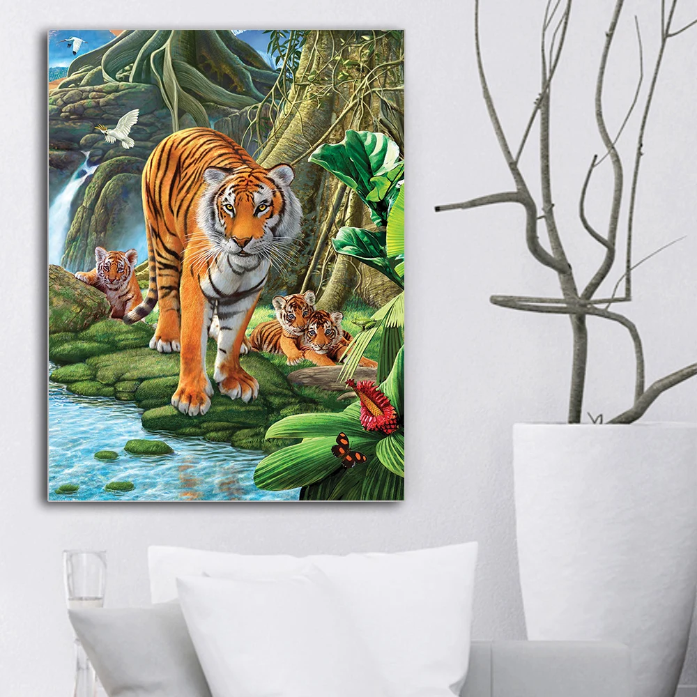Алмазная 5d мозаика сделай сам картина с изображением семьи тигра Набор для