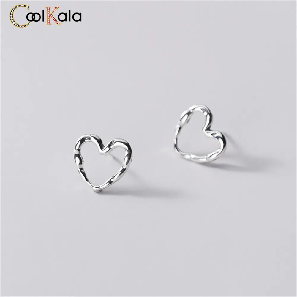 

Coolkala Silver Ear Studs for Women Fashion Simple Personality Hollow-out Love Sweet Girl Earrings