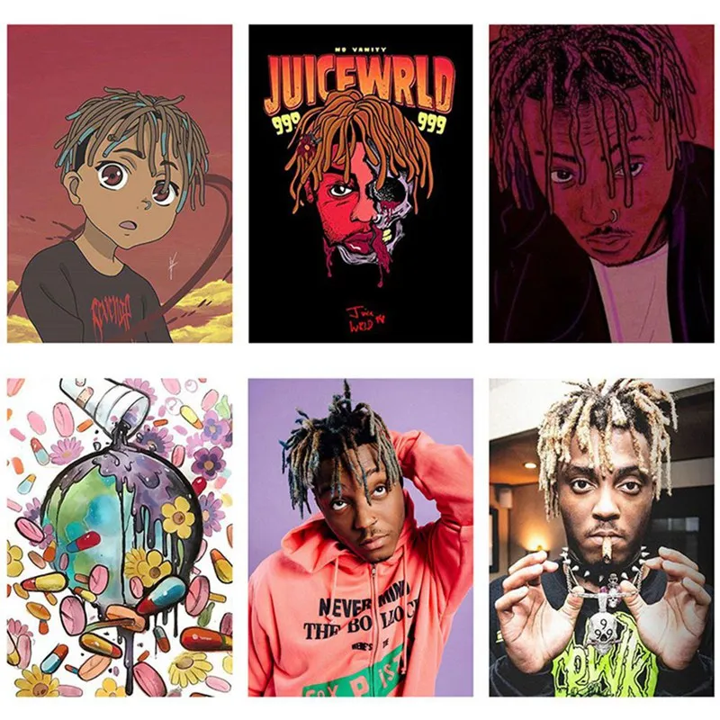 Плакат хип хоп Juice Wrld Rapper настенная живопись современное изображение модульный