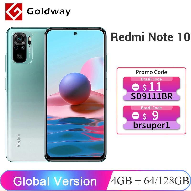 Глобальная версия Xiaomi Redmi Note 10 4 Гб RAM 64 ГБ/128 ГБ ROM мобильный телефон Snapdragon 678 6 43