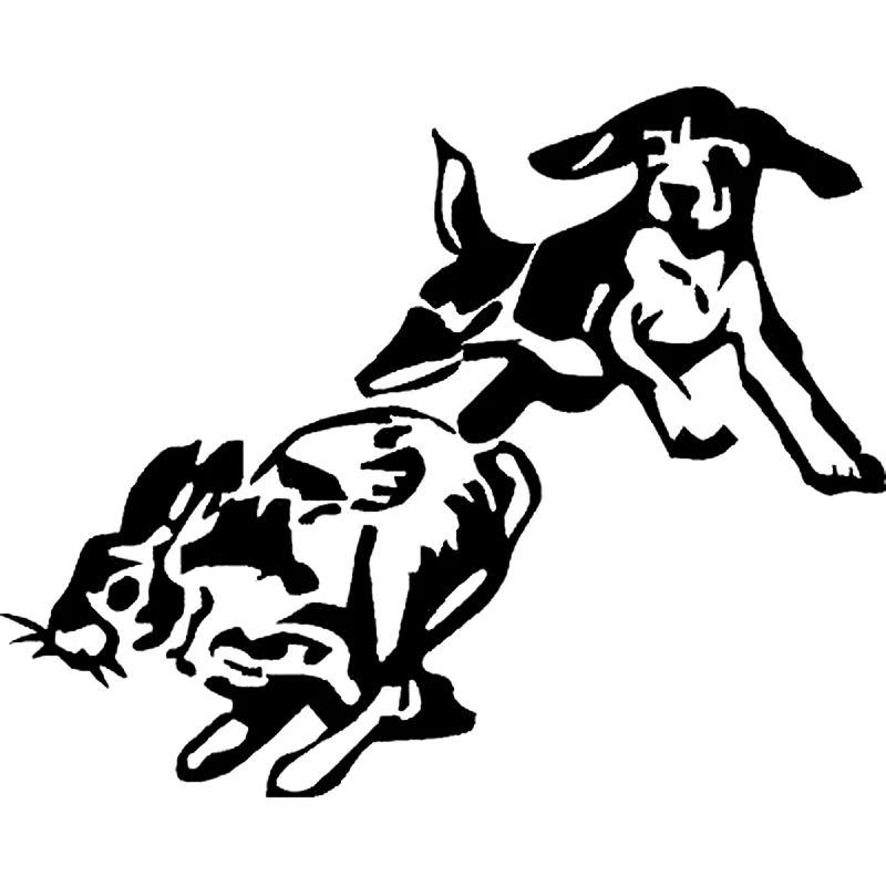 

W-0884 Creativity Beagle Chasing Rabbit Dog Hunting Personality Car Stickers PVC Fashion Auto Window Bumper Waterproof Decals