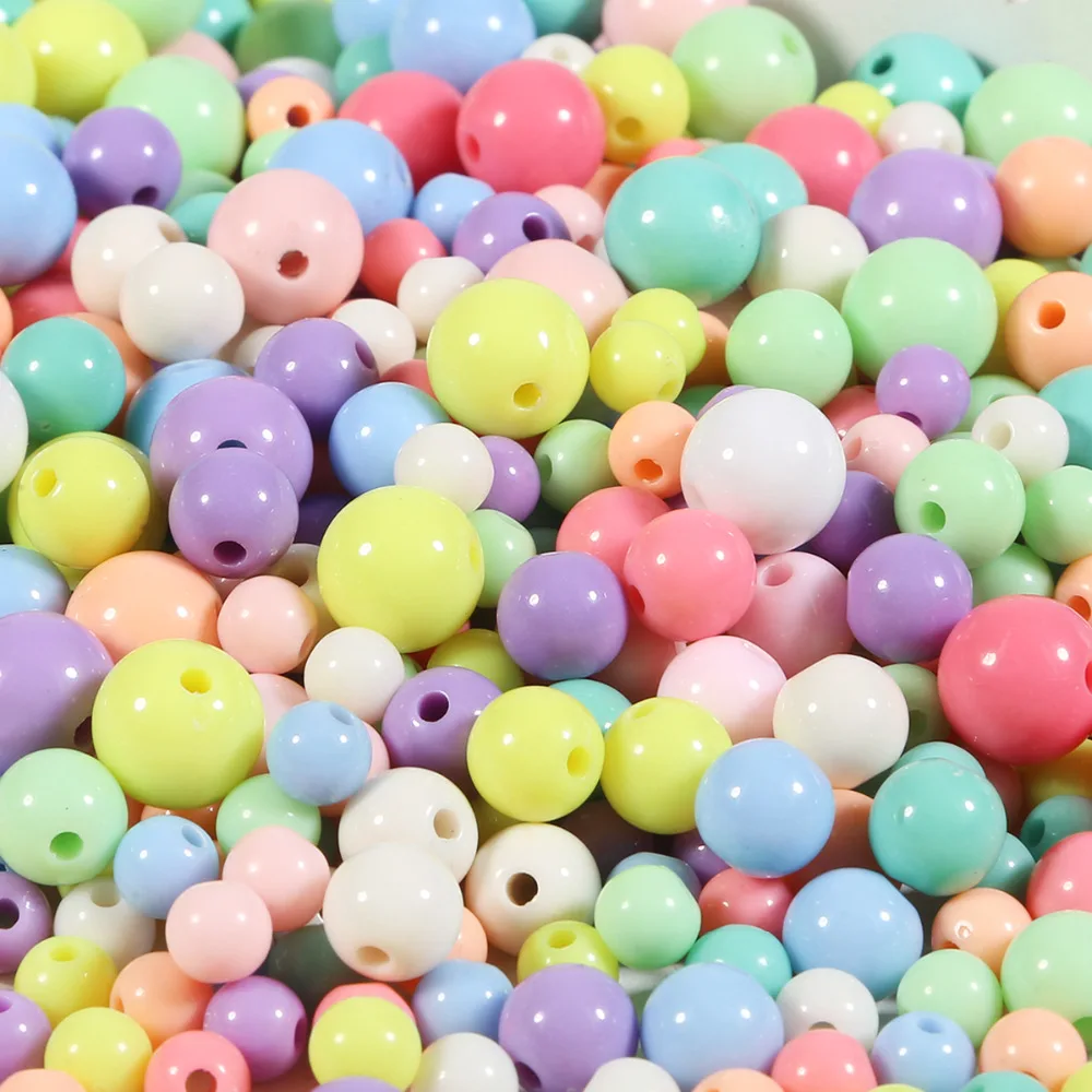 Акриловые бусины 4 12 мм разные яркие цвета женский браслет|round plastic beads|beads for jewelry