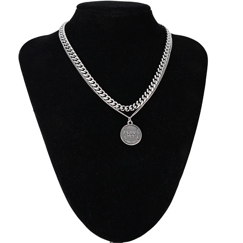 2019 Direct Selling Moana Collares Choker Neck Ornaments Steel Collar Necklace With Strong Personality Hip-hop Metal Double | Украшения и