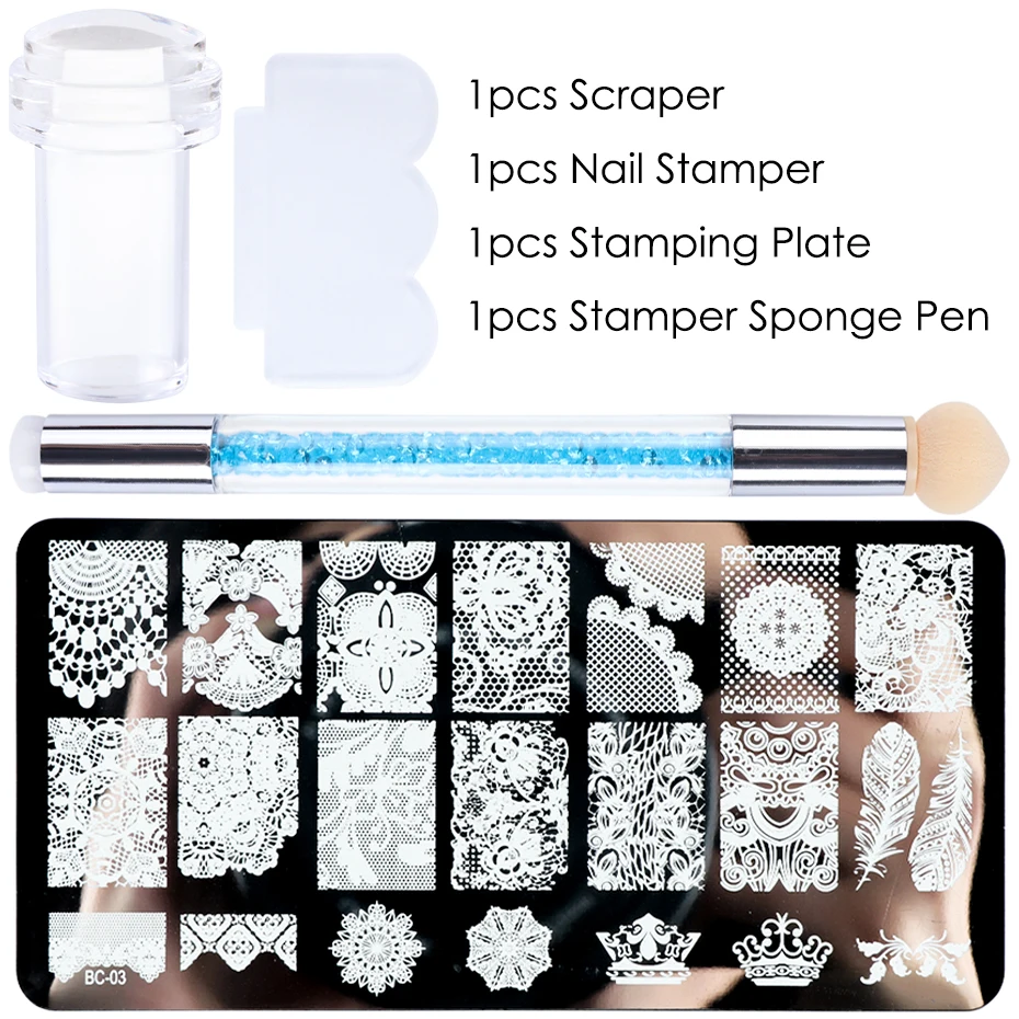 Набор пластин для стемпинга ногтей STZ трафарет печати изображений кружева цветов