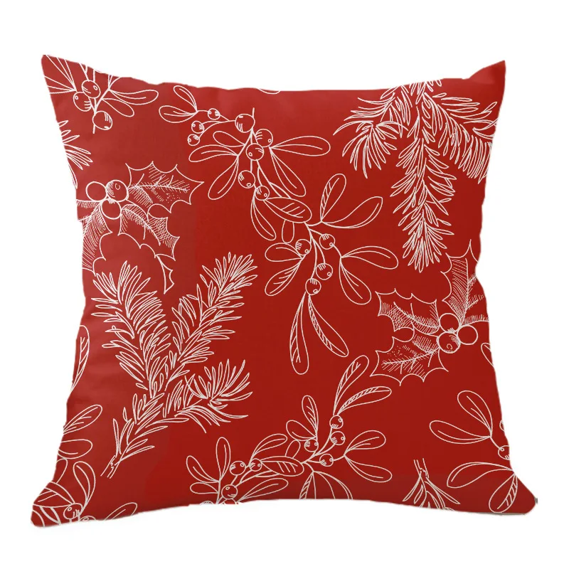 

Red Plaid Cushion Cover 45X45cm Pillowcase Polyester Merry Christmas Printed Decorative Pillows Sofa Cushions Pillowcover