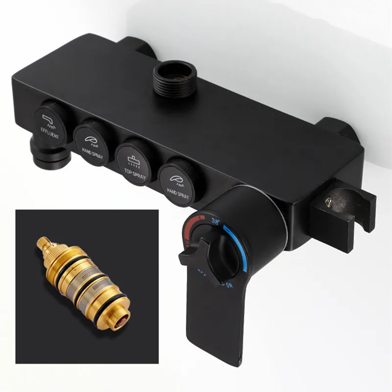 Смеситель для ванной комнаты черная бронзовая Душевая система термостатический